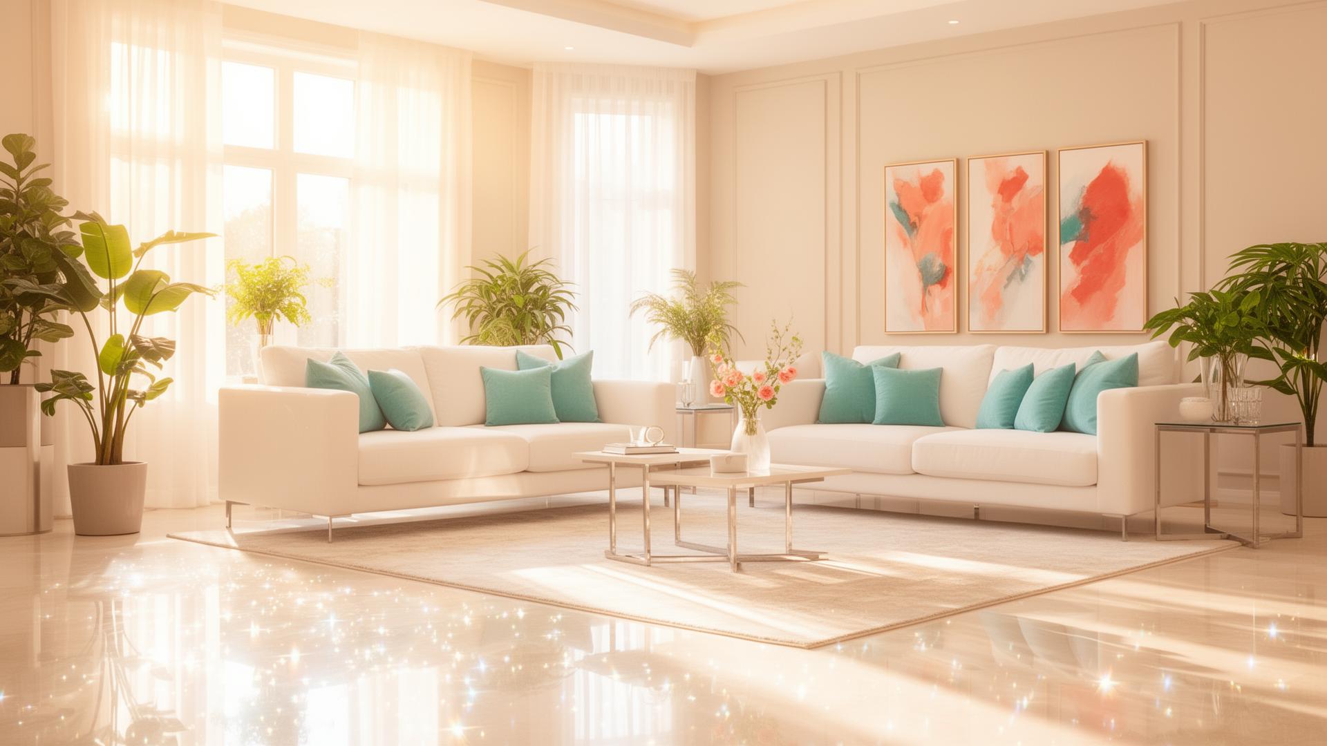 Bright sparkling clean living room